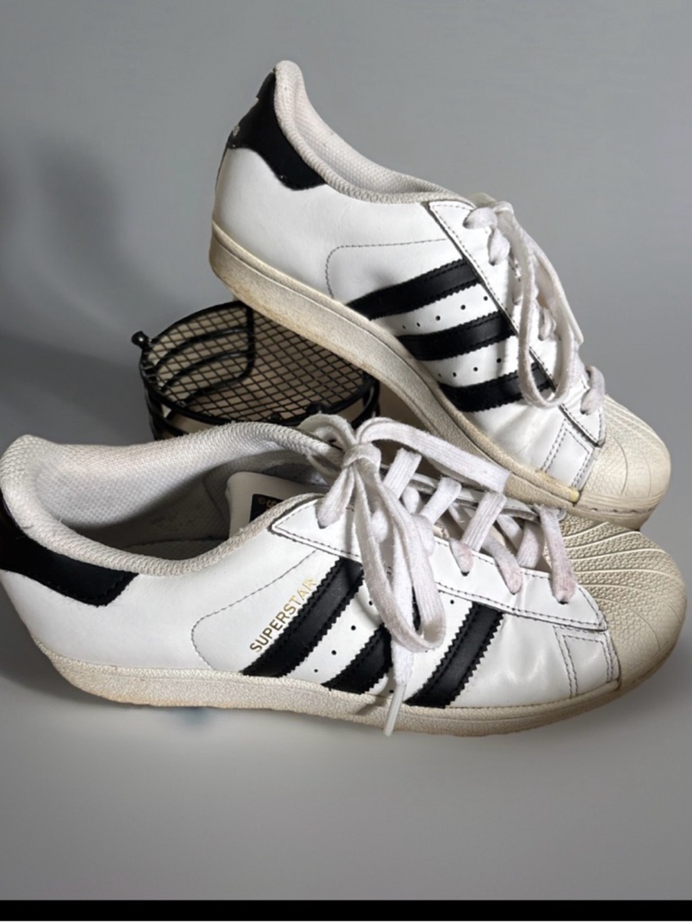 adidas White and Black Superstar Low-Top Sneakers Womens size 5